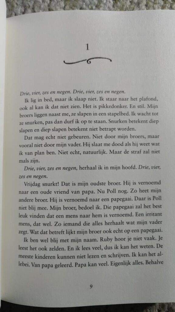 Eerste bladzijde ruby crusoe het vertrek